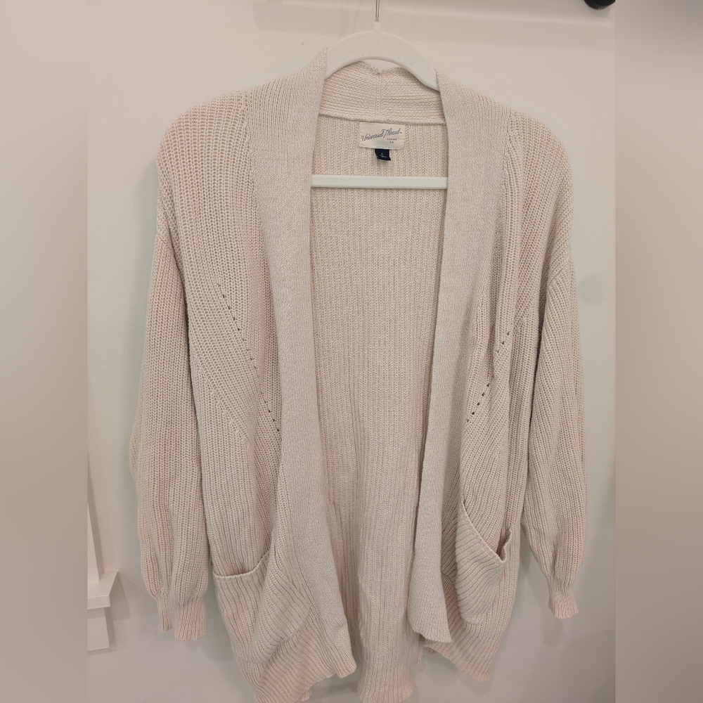 Universal Thread Women's Cream 100 Percent Cotton Cardigan